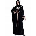 Front open kaftan with embroidery work- Black Front open kaftan with embroidery work- Black